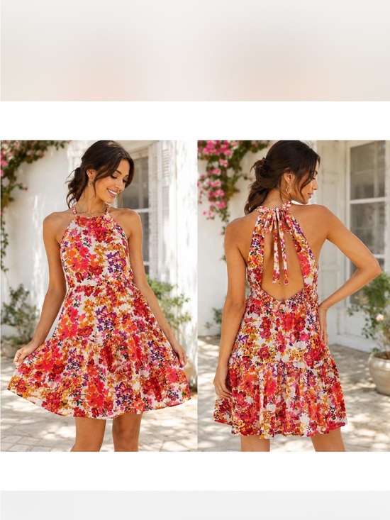 NATURAL LIFE Dresses & Skirts - Natural Life Mini Hallie Dress Floral Halter Dress Size Medium